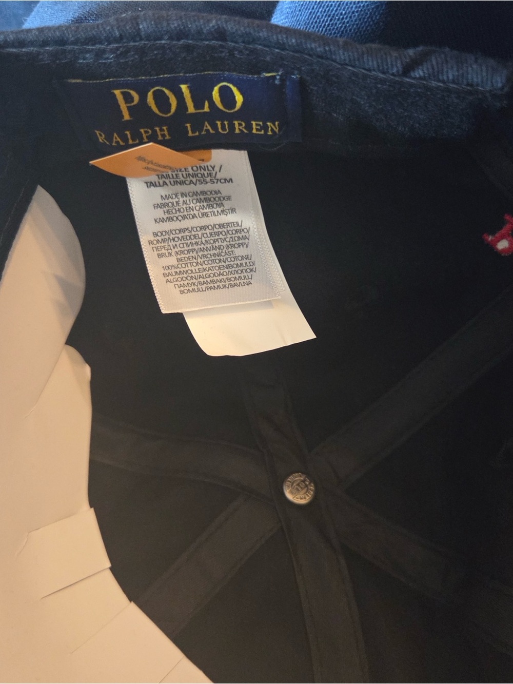Polo by Ralph Lauren Black Baseball Cap with Red Stitching - Picture 6 of 6